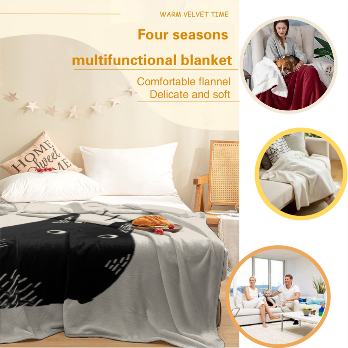 Opaline Hearth Soft Neutral Art Flannel Throw Blanket