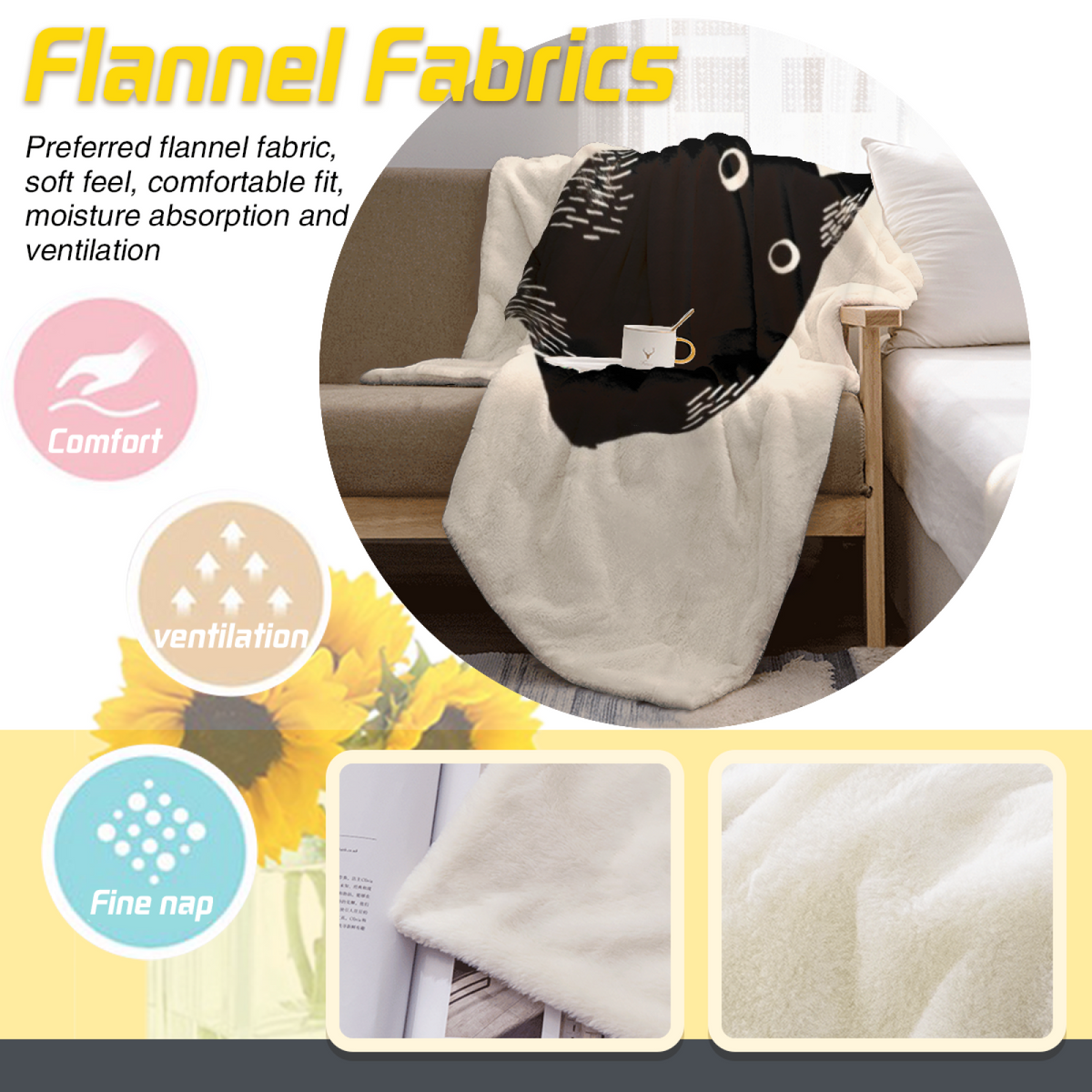 Opaline Hearth Soft Neutral Art Flannel Throw Blanket