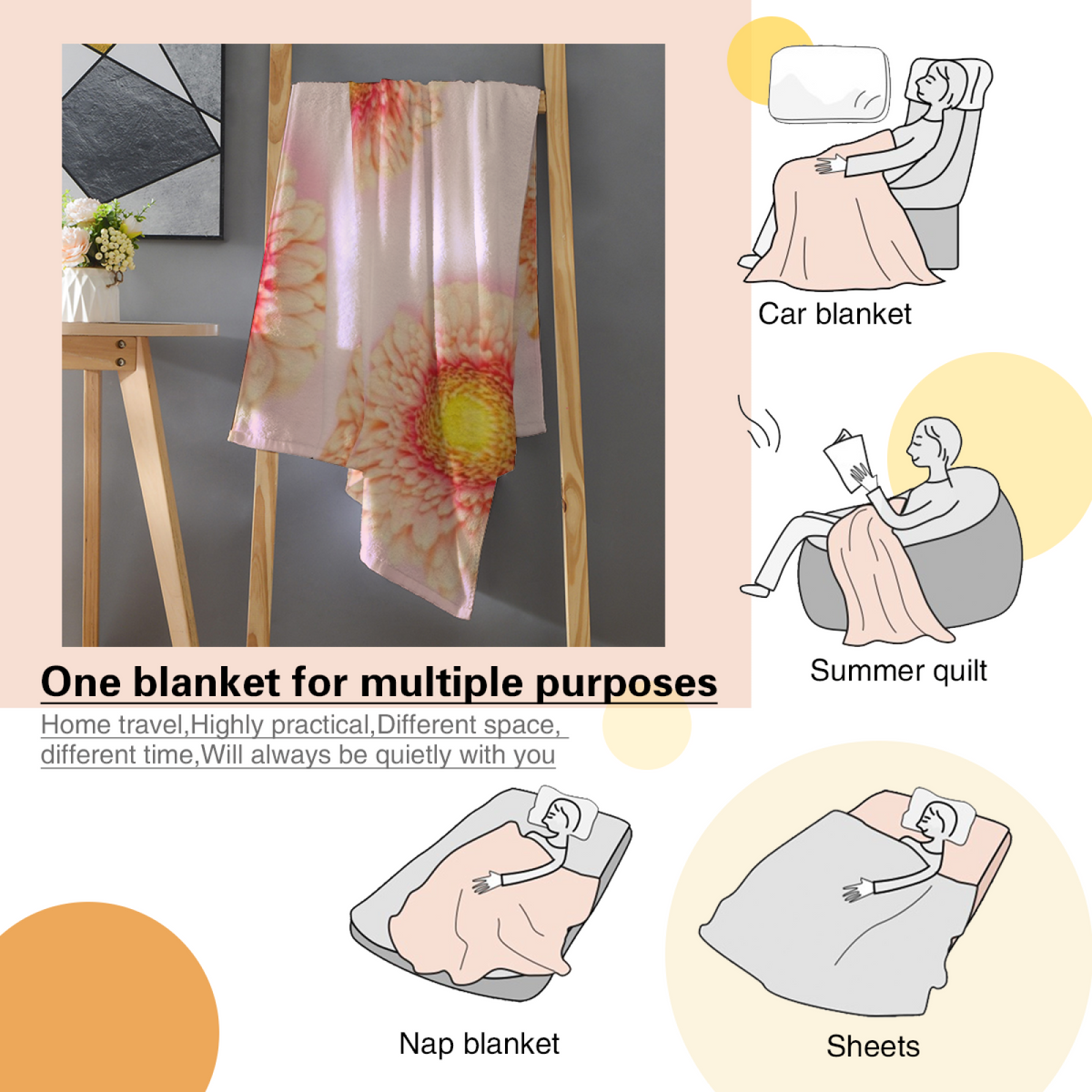 Cosmic & Blossom Playful Graphic All-Season Flannel Blanket