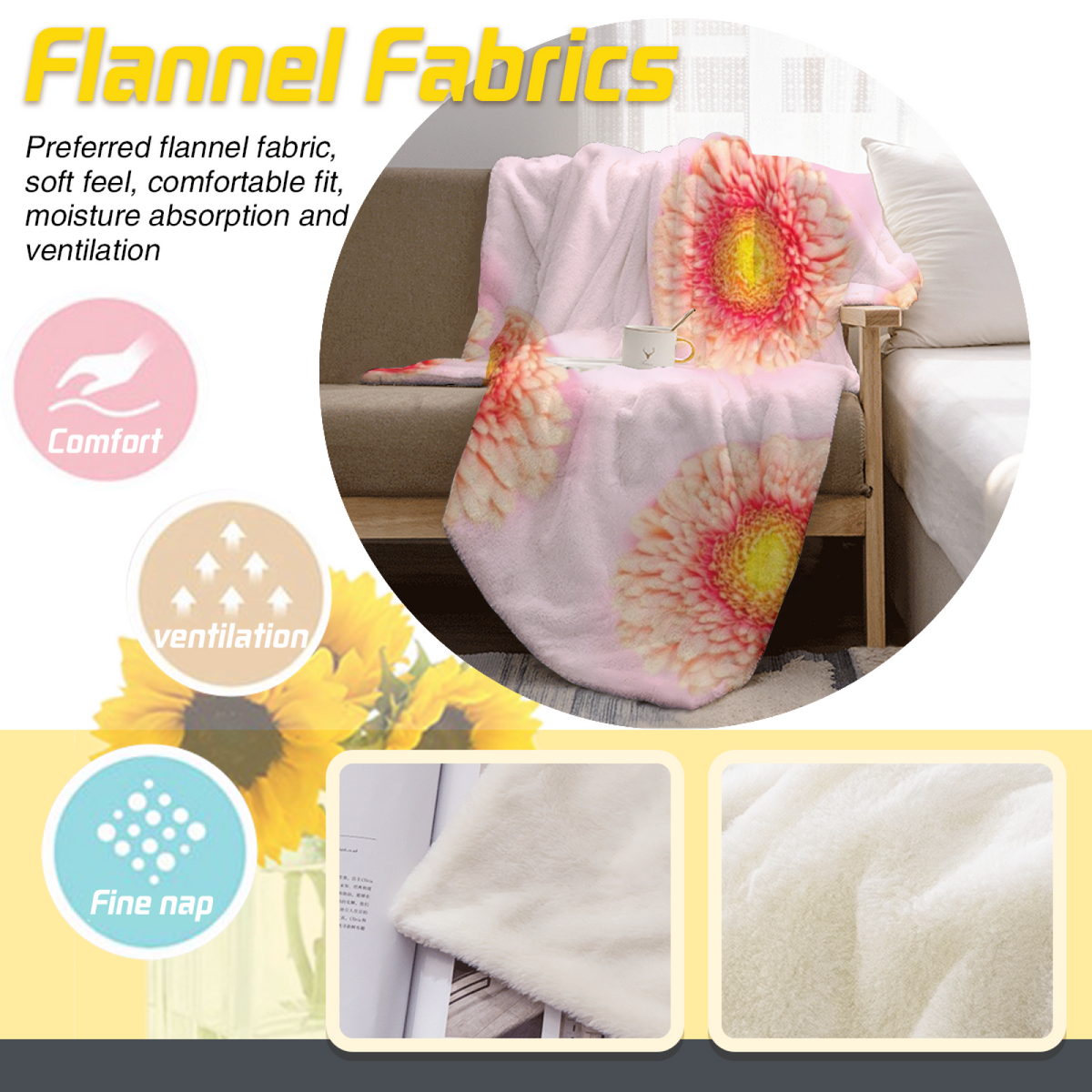 Cosmic & Blossom Playful Graphic All-Season Flannel Blanket