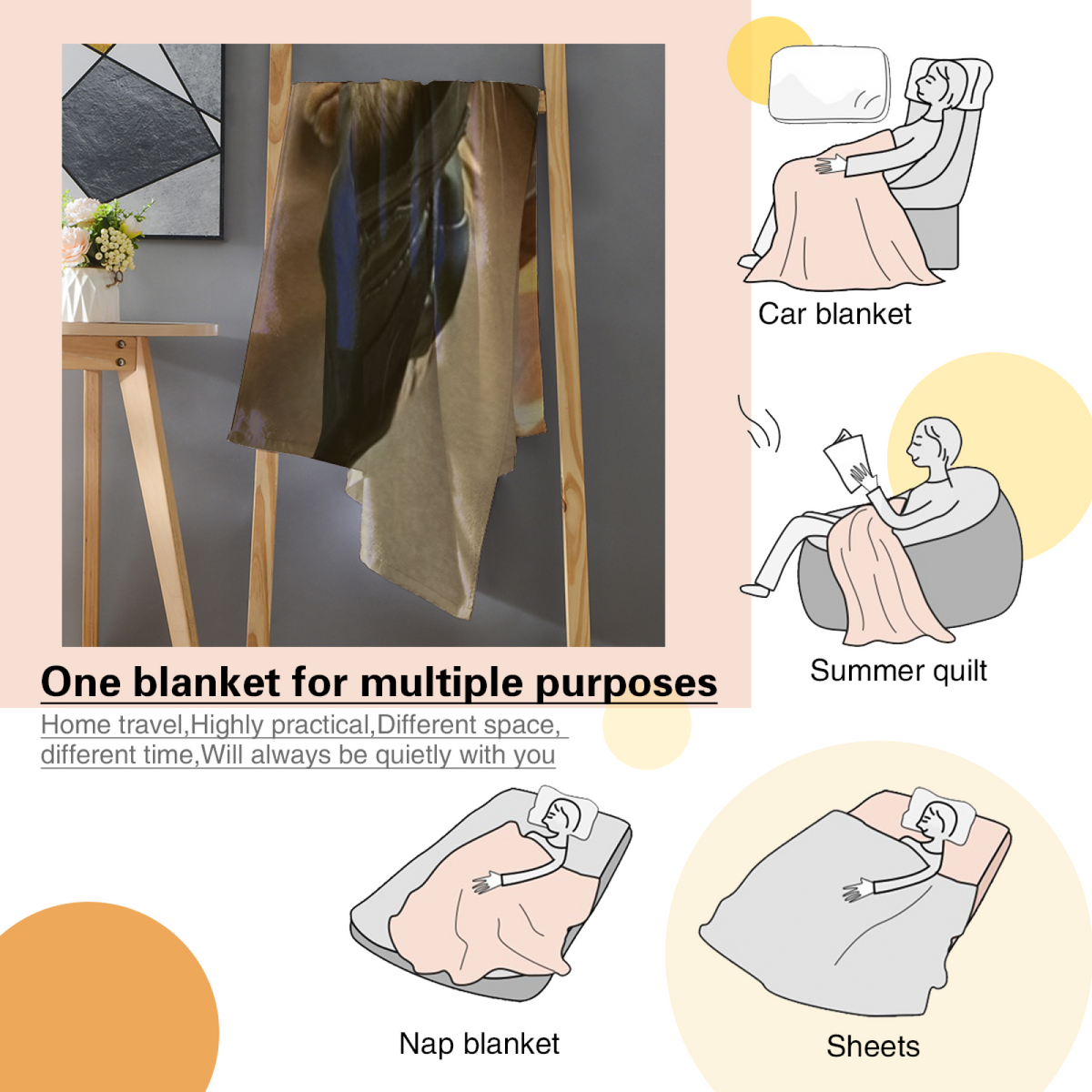 Soft Neutral Whimsical Decor Plush Flannel Throw ¨C Sunwashed Breeze Edition