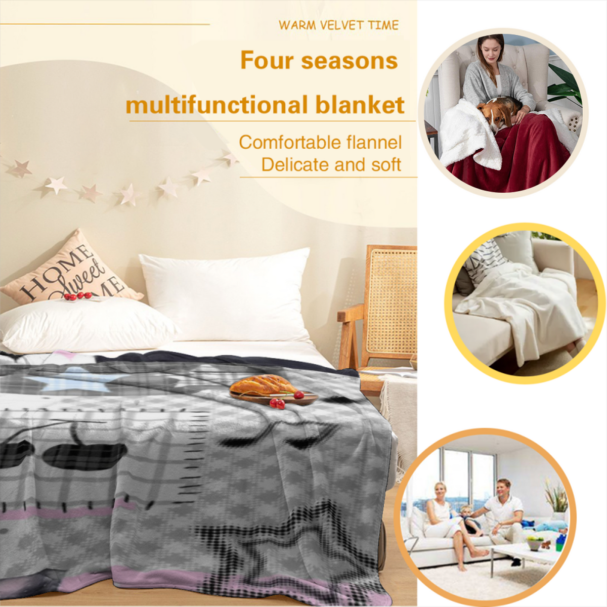 Festival & Tapestry Playful Graphic All-Season Flannel Blanket