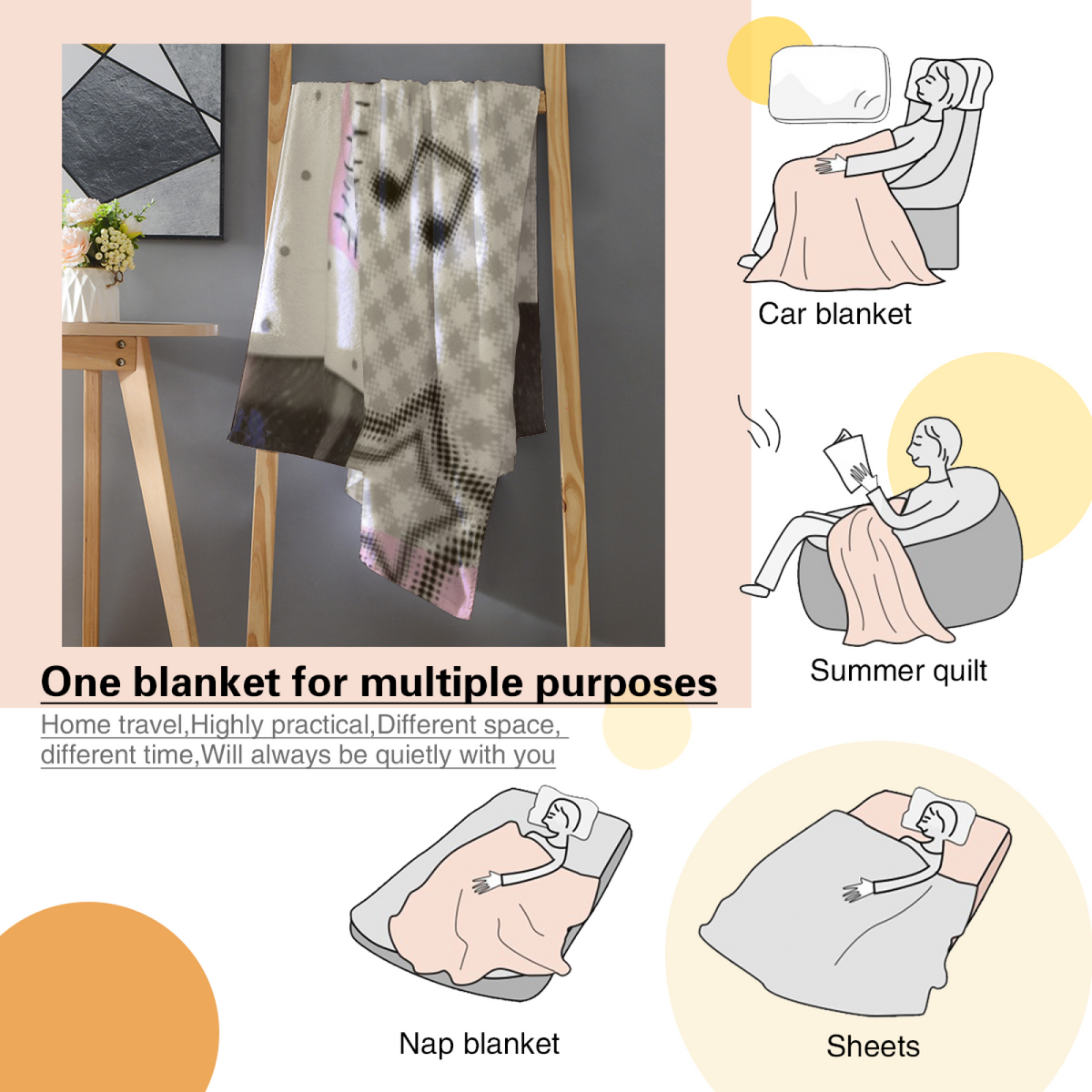 Festival & Tapestry Playful Graphic All-Season Flannel Blanket