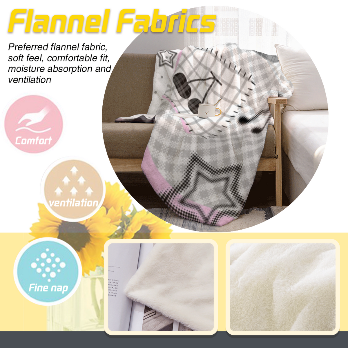 Festival & Tapestry Playful Graphic All-Season Flannel Blanket