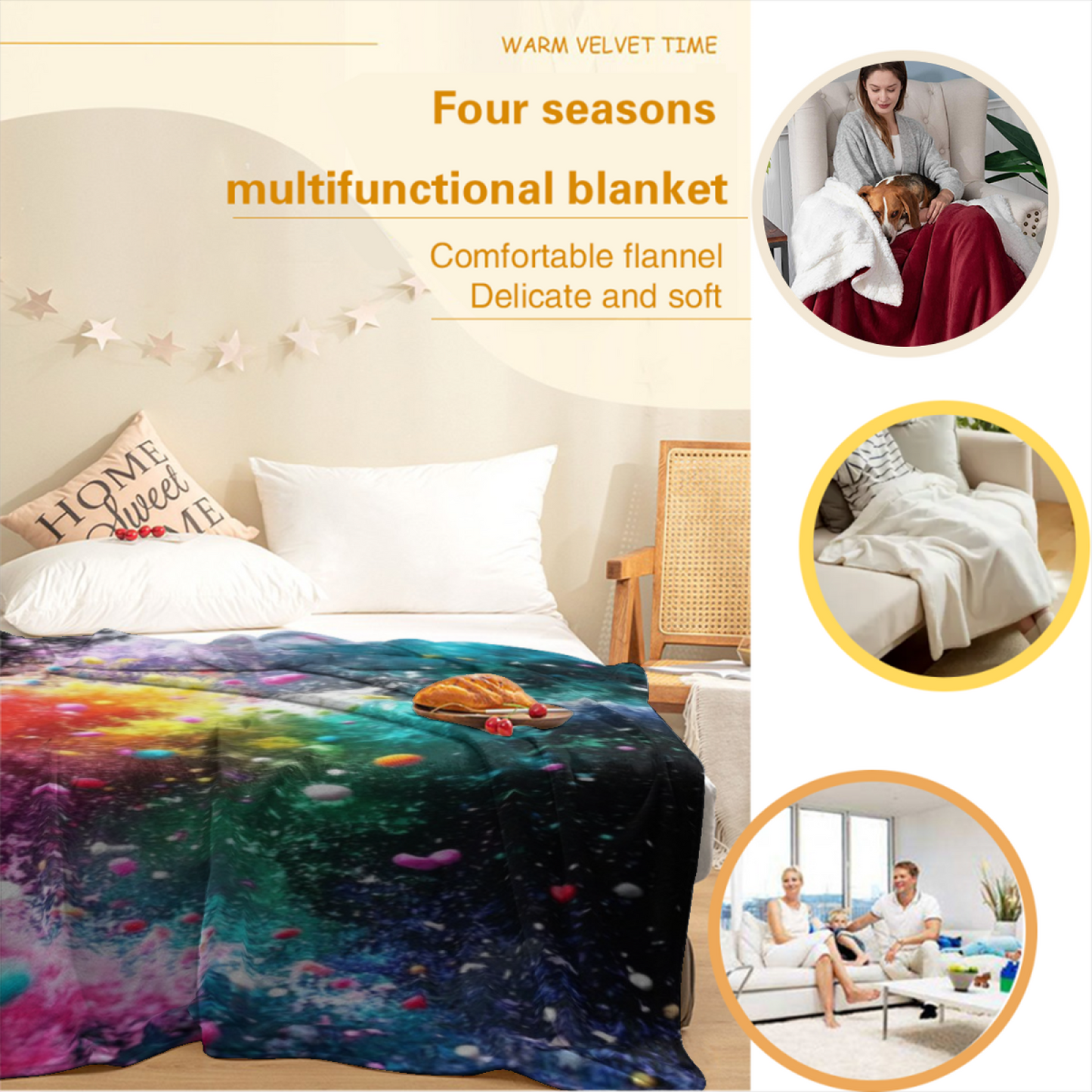 Colorful Artistic Graphic Throw Blanket ¨C Modern Decorative Home Blanket