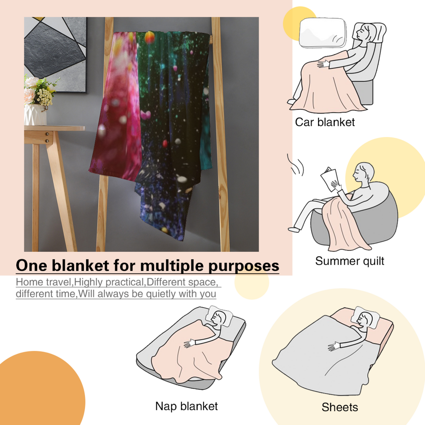 Colorful Artistic Graphic Throw Blanket ¨C Modern Decorative Home Blanket
