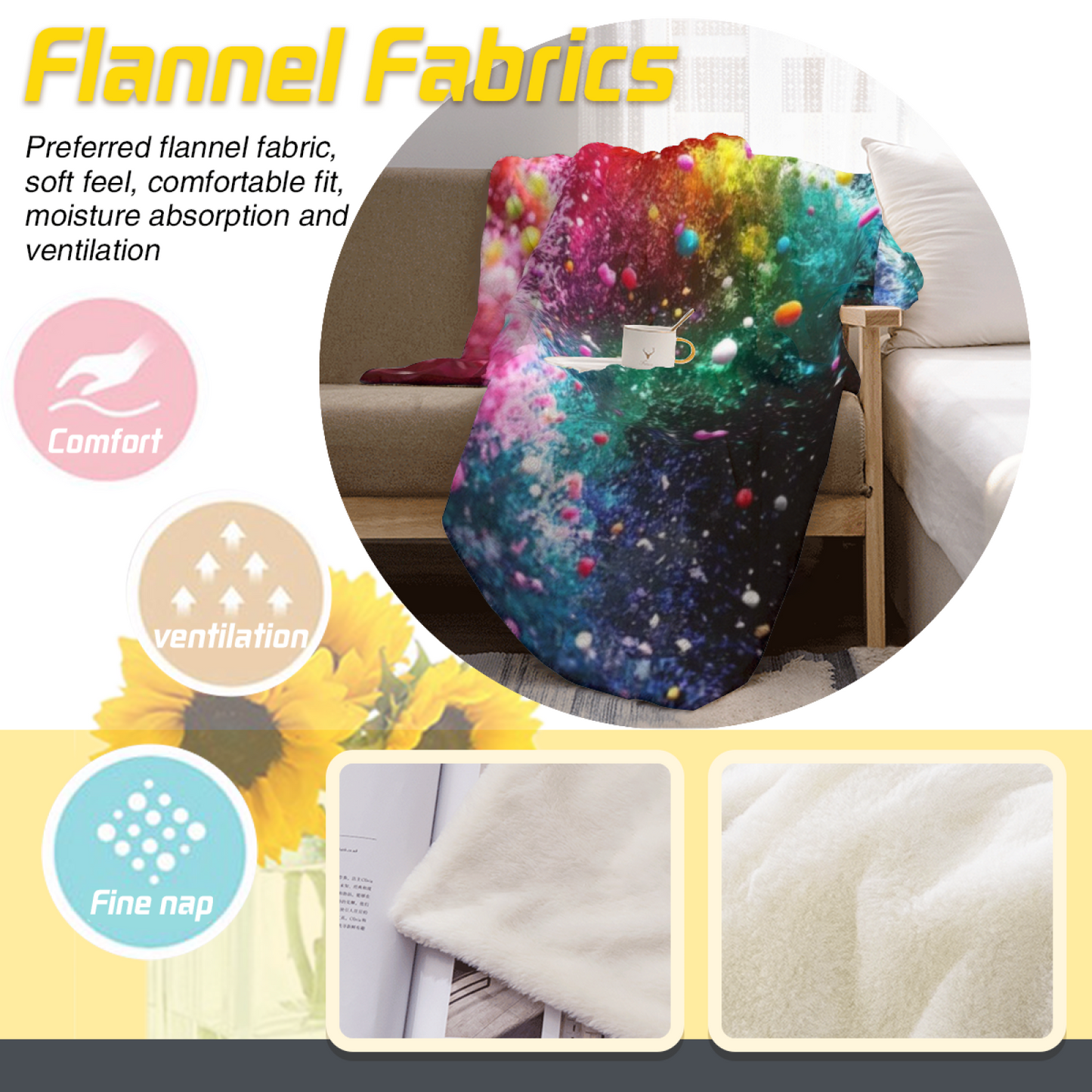 Colorful Artistic Graphic Throw Blanket ¨C Modern Decorative Home Blanket
