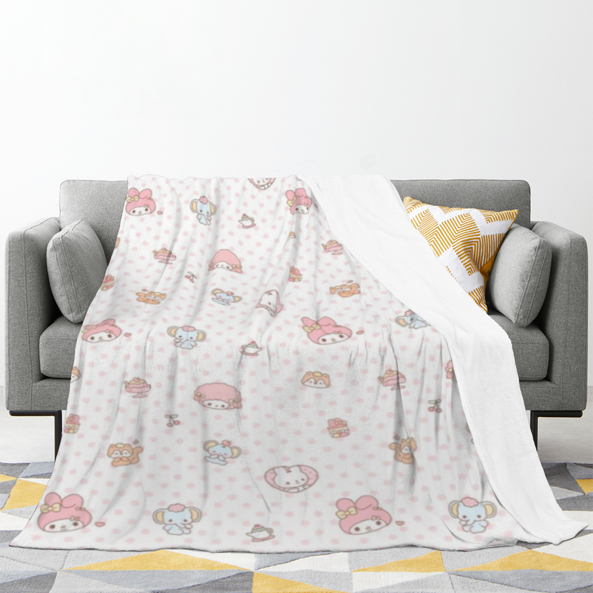 Creamy Ivory Tangerine Horizon Lightweight Flannel Throw ¨C Contemporary Pattern