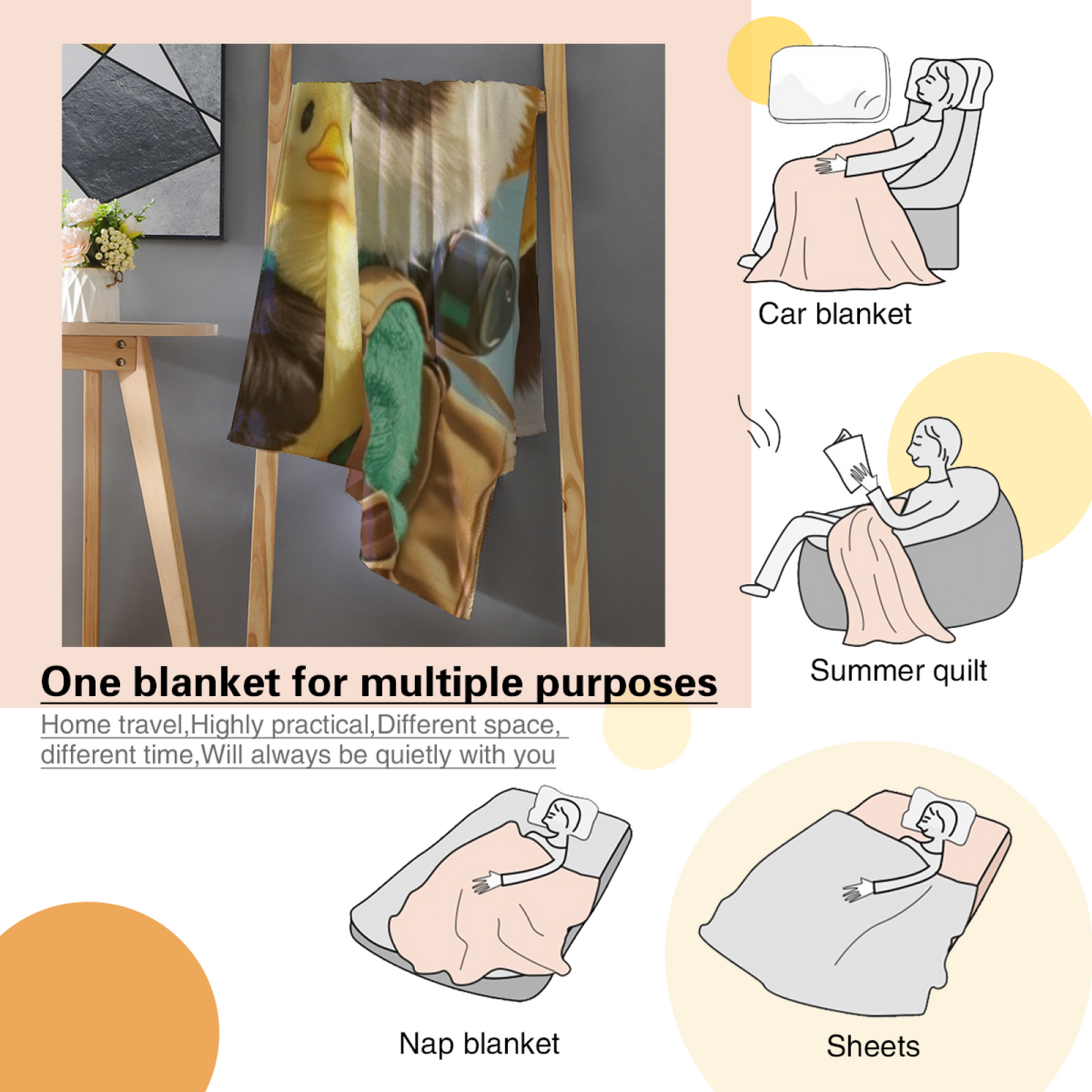 Modern Colorful Decorative Throw Blanket ¨C Abstract Printed Cozy Blanket