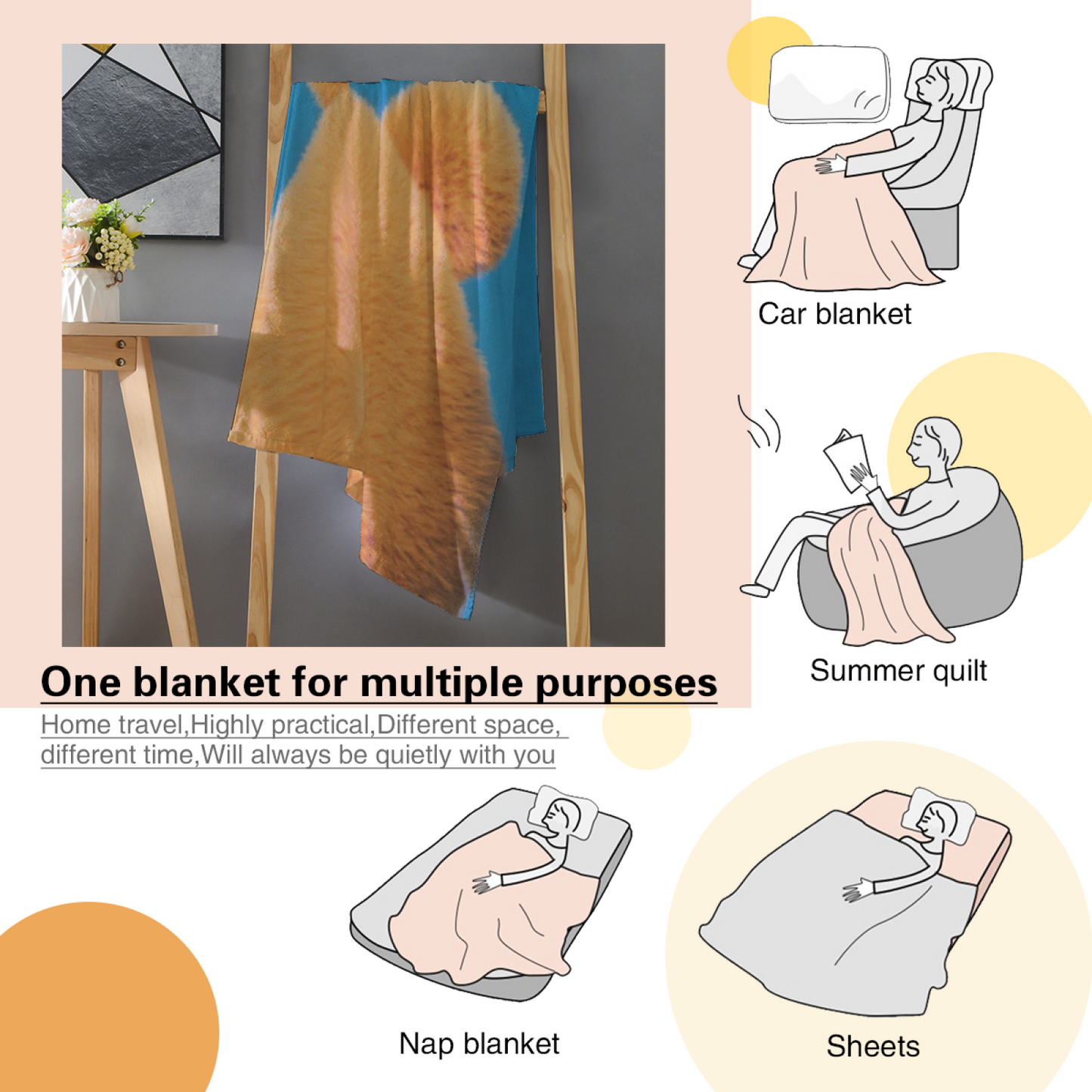 Cute Teddy Bear Flannel Throw Blanket ¨C Blue Background Cozy Cartoon Design