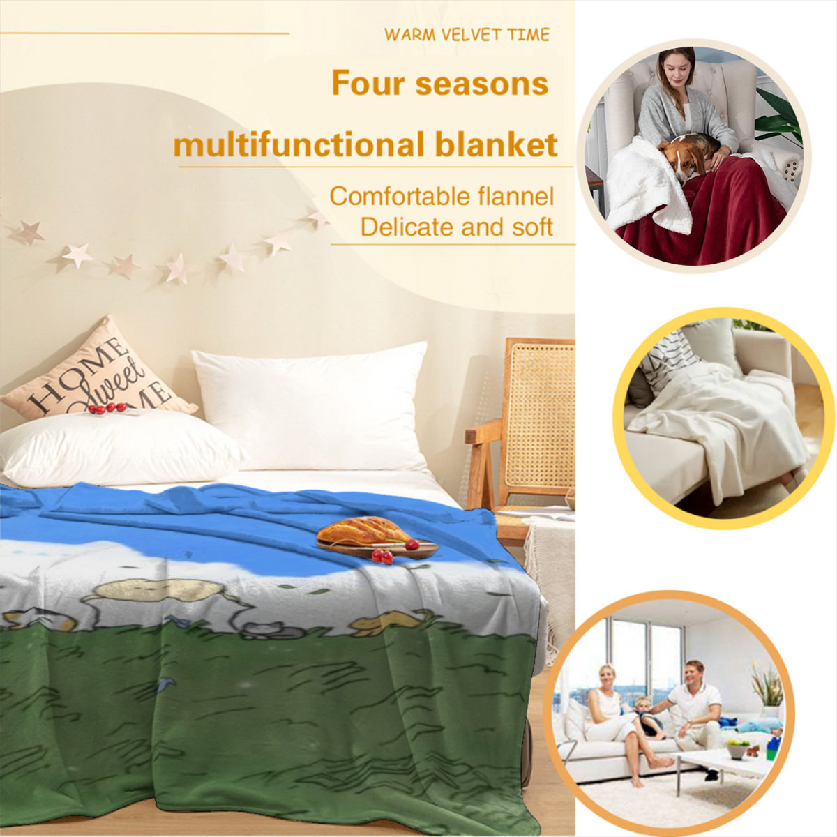 Orchard & Galaxy Playful Graphic All-Season Flannel Blanket