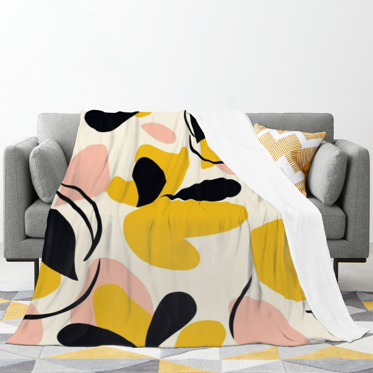 Starlit Flora Rich Multicolor Modern Art Flannel Throw Blanket