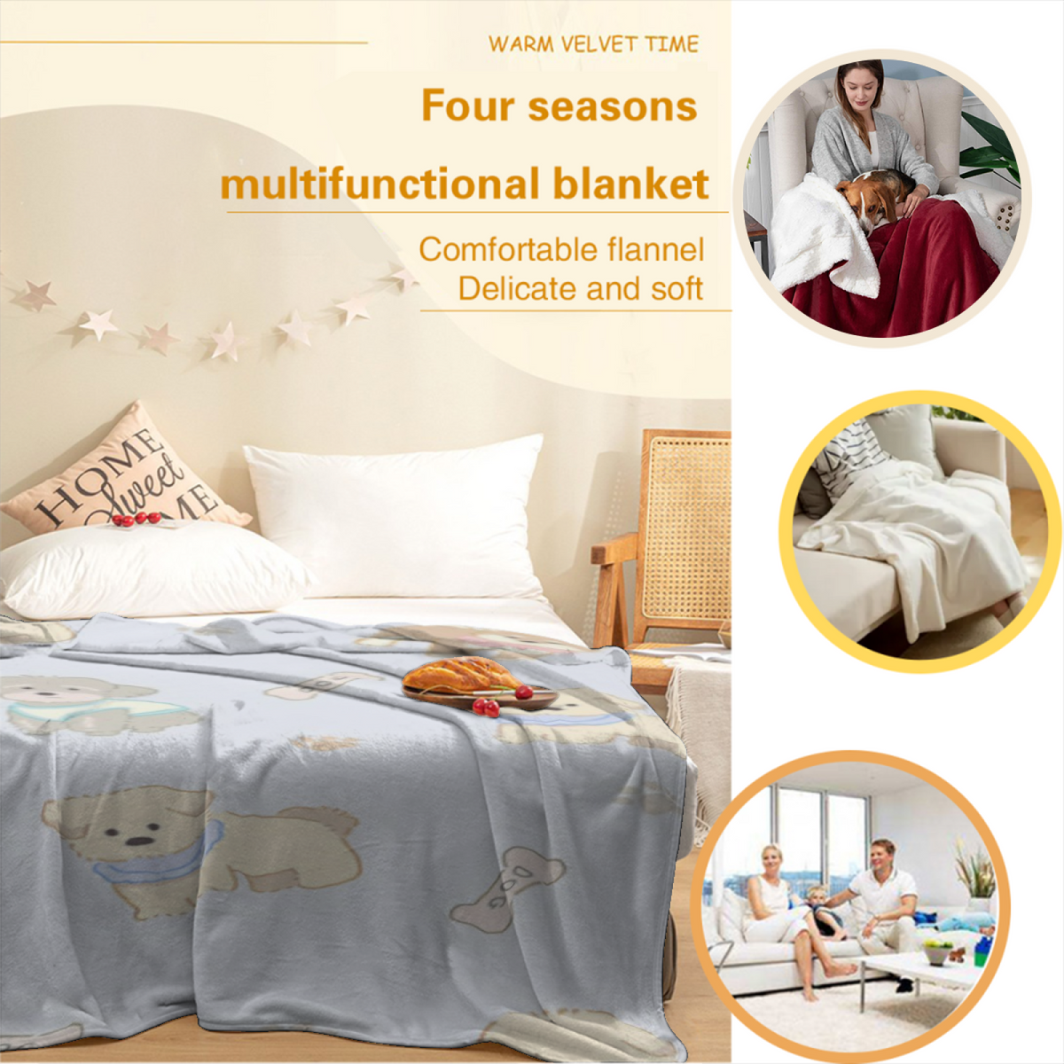 Sunwashed Whisper Lightweight Flannel Throw in Creamy Ivory
