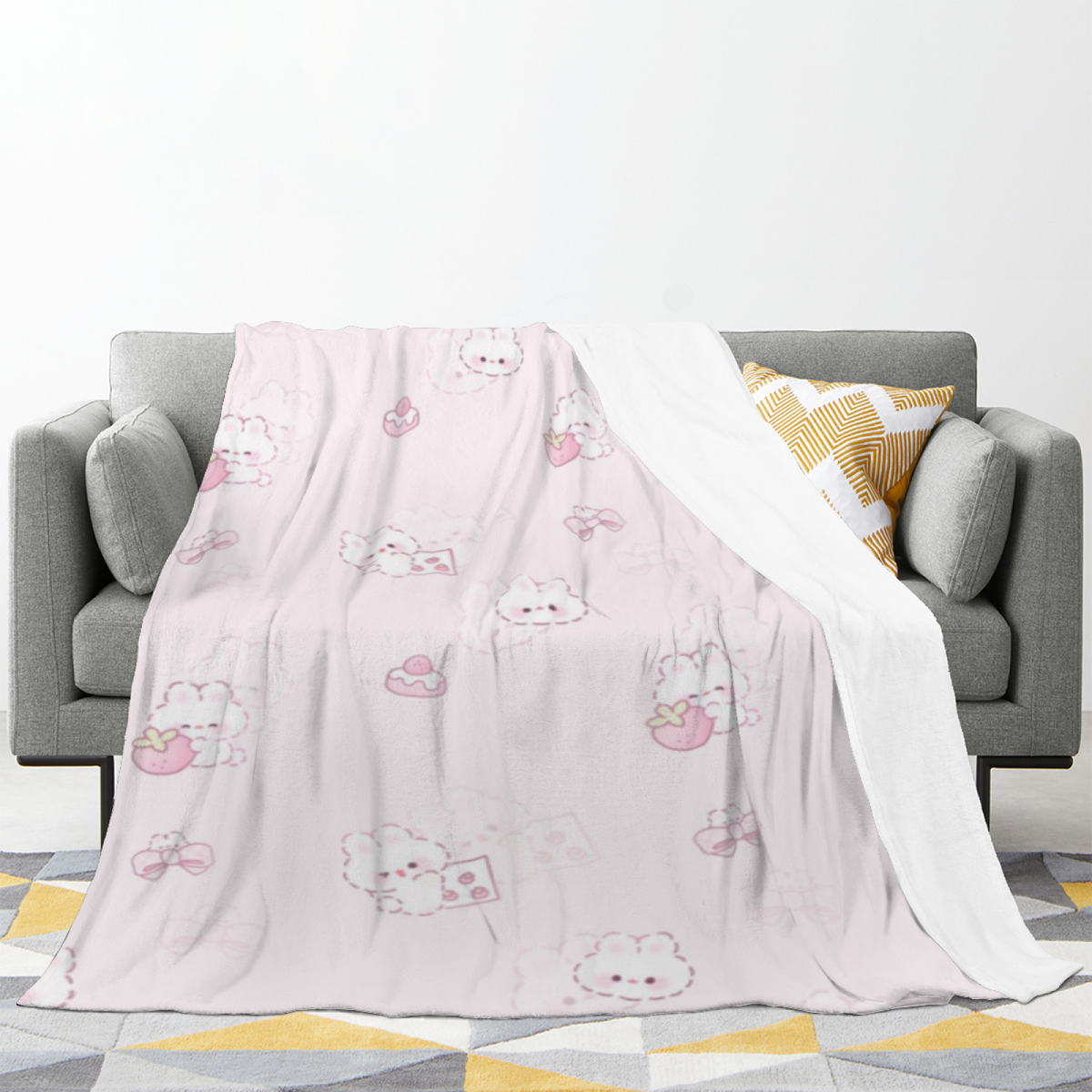 Eclectic Design Watercolor Fable Creamy Ivory Flannel Sofa Throw
