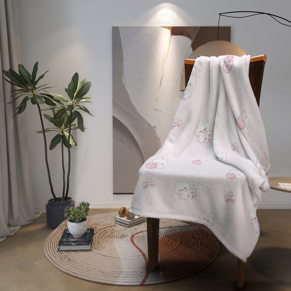 Eclectic Design Watercolor Fable Creamy Ivory Flannel Sofa Throw