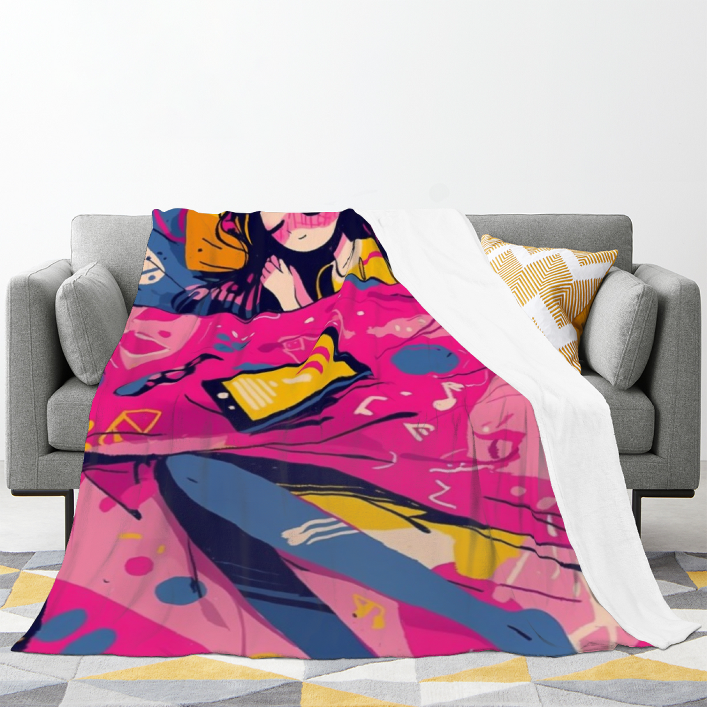 Modern Graphic Throw Blanket ¨C Artistic Colorful Decorative Cozy Blanket