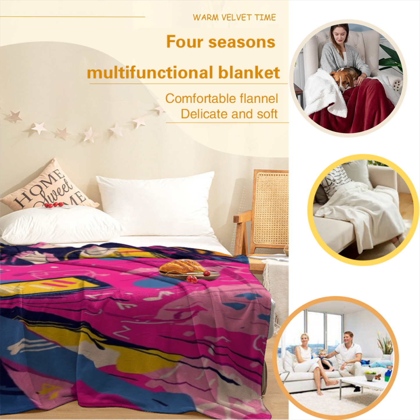 Modern Graphic Throw Blanket ¨C Artistic Colorful Decorative Cozy Blanket