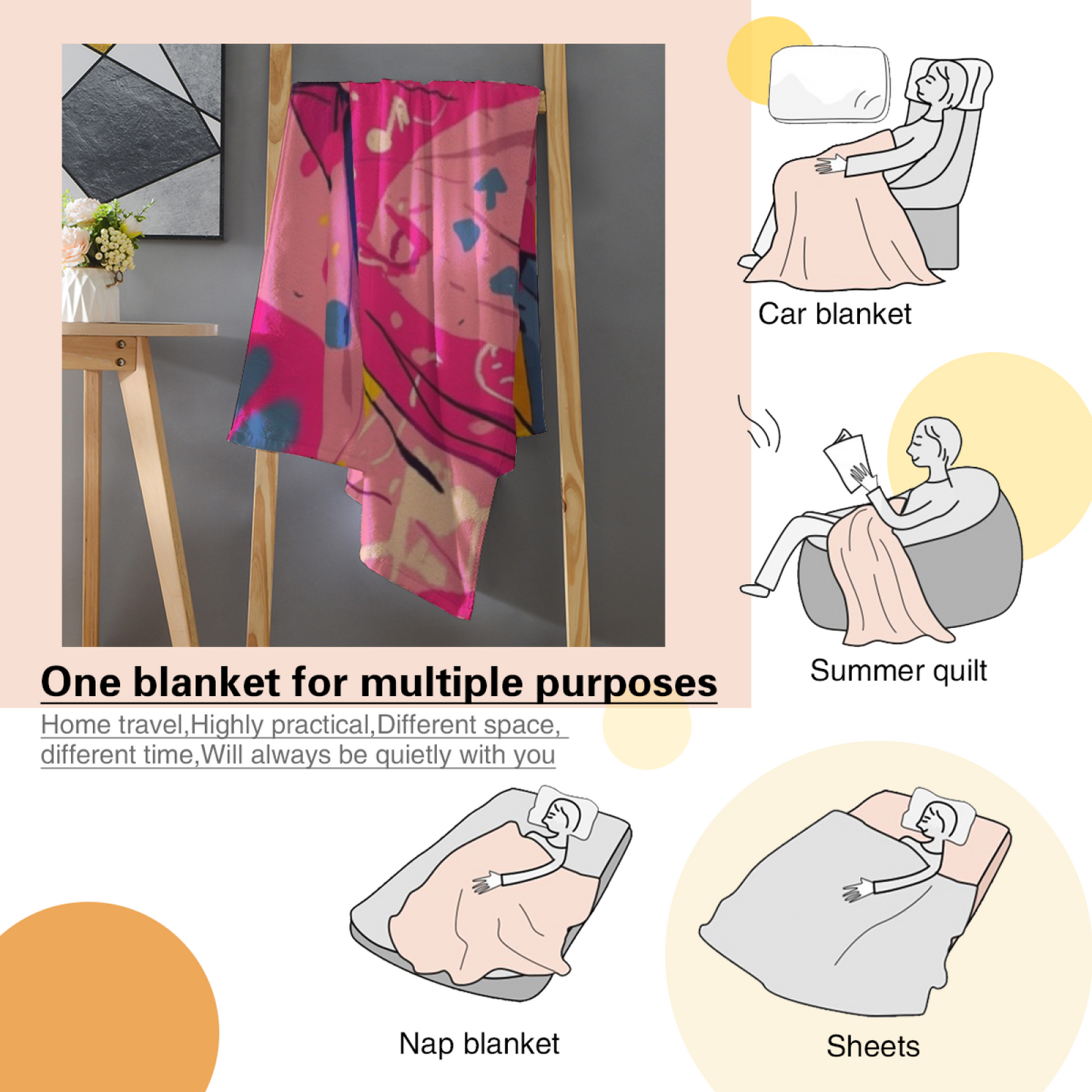 Modern Graphic Throw Blanket ¨C Artistic Colorful Decorative Cozy Blanket