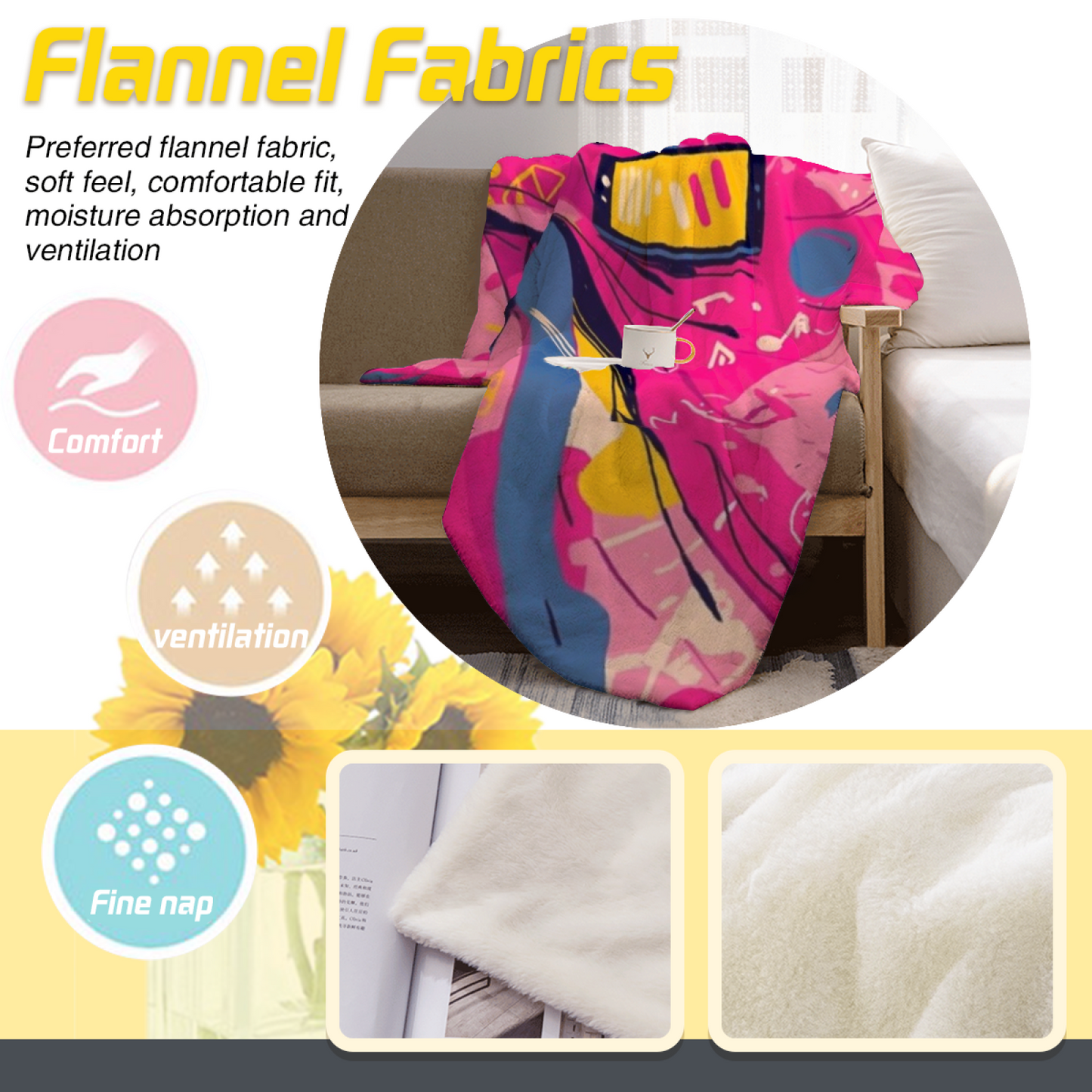 Modern Graphic Throw Blanket ¨C Artistic Colorful Decorative Cozy Blanket