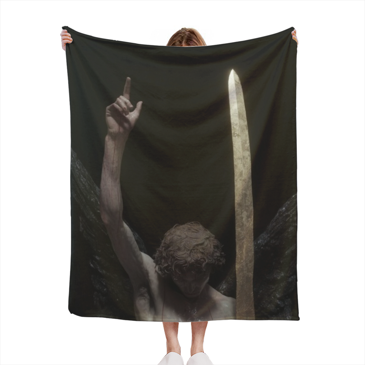Flannel Throw Blanket with Moonbeam Horizon Cozy Cottage Artwork