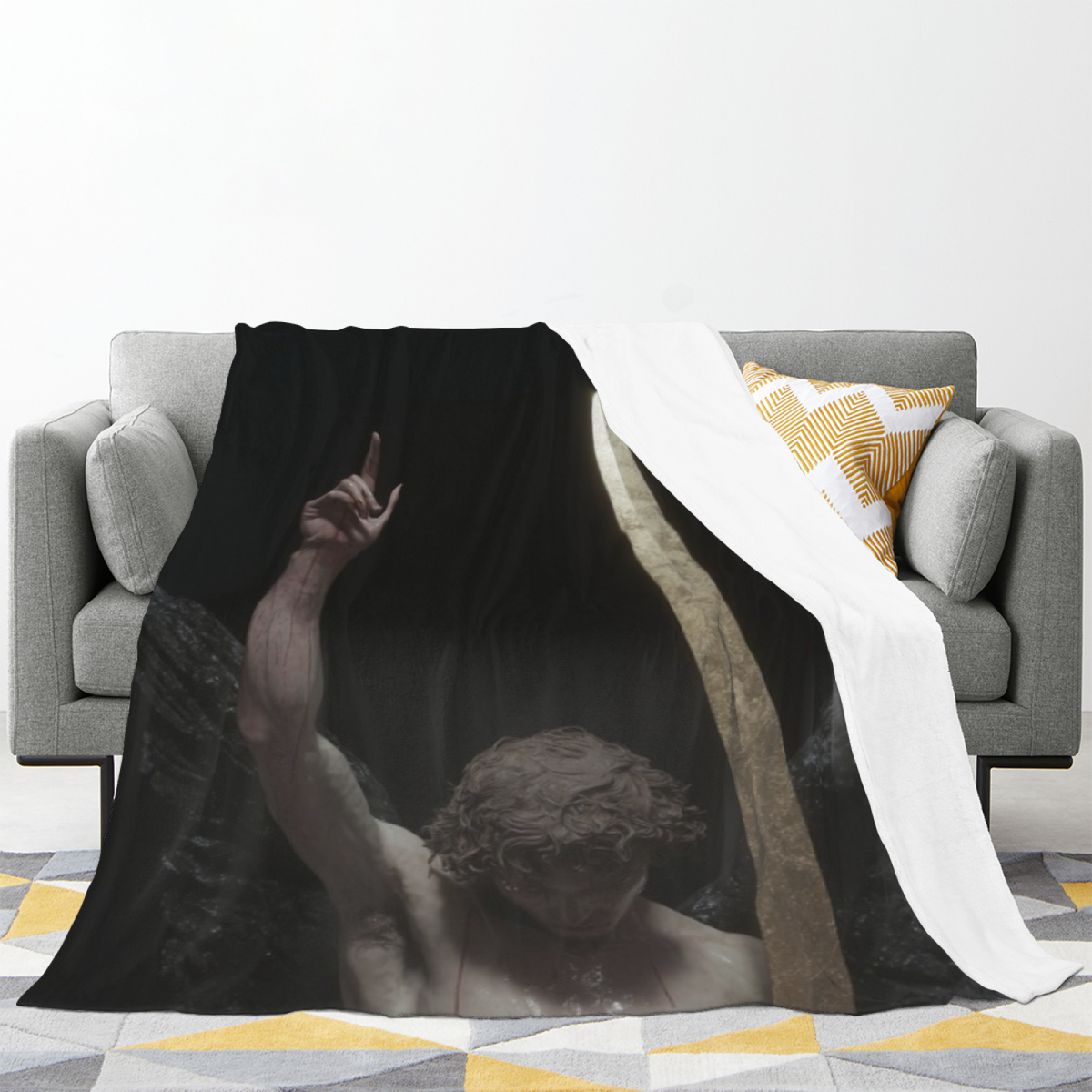Flannel Throw Blanket with Moonbeam Horizon Cozy Cottage Artwork