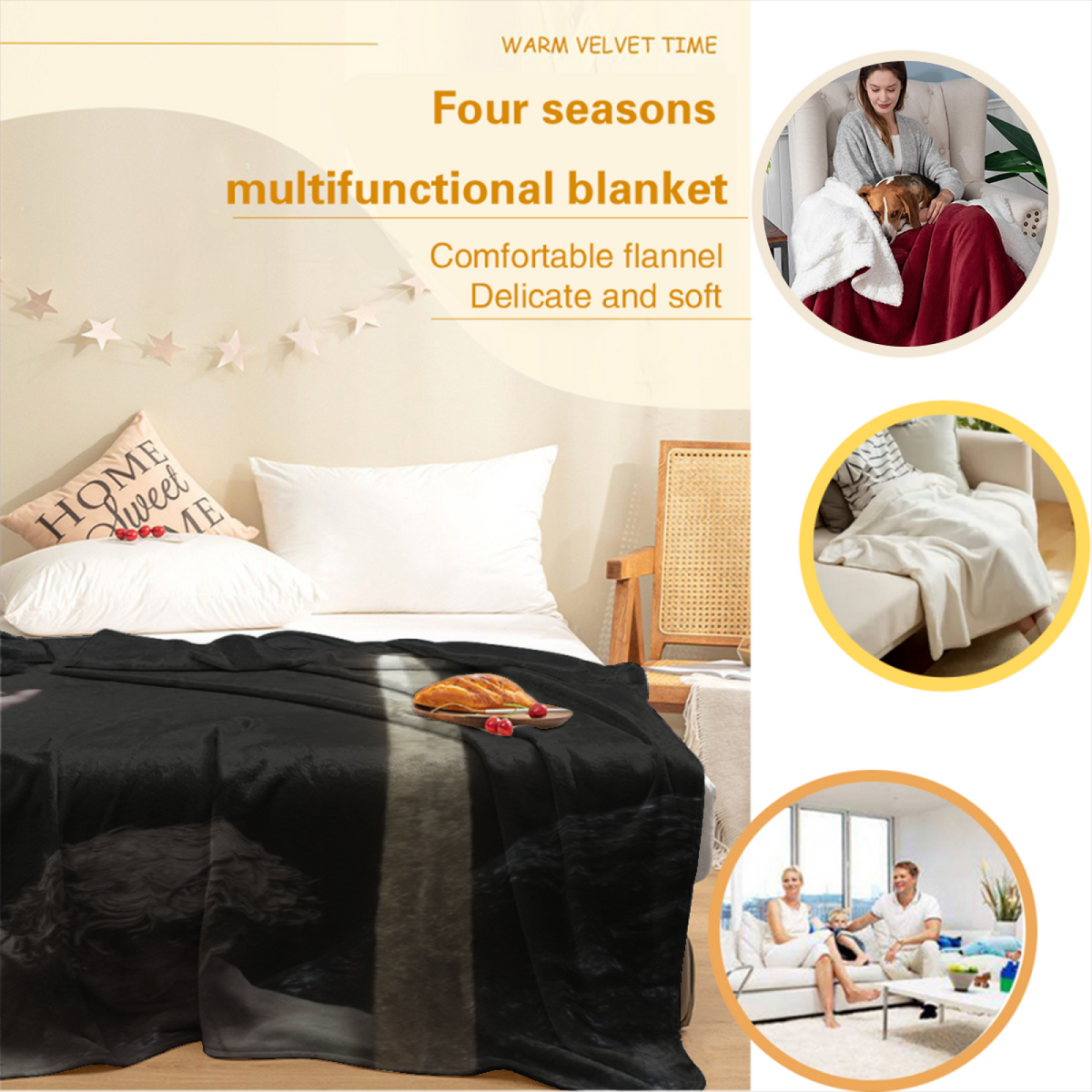 Flannel Throw Blanket with Moonbeam Horizon Cozy Cottage Artwork