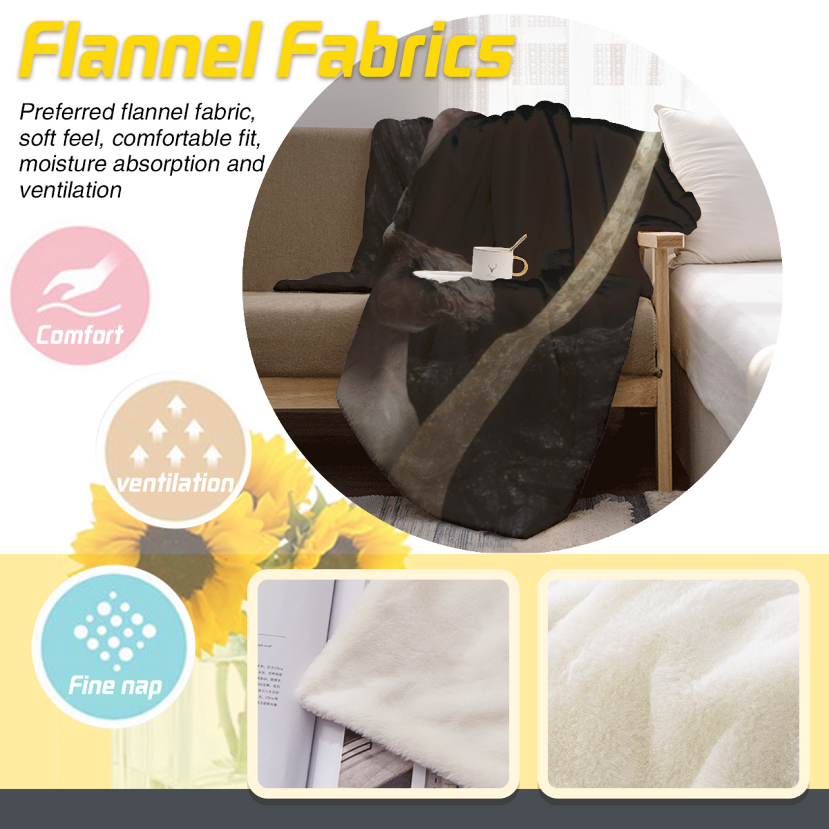 Flannel Throw Blanket with Moonbeam Horizon Cozy Cottage Artwork