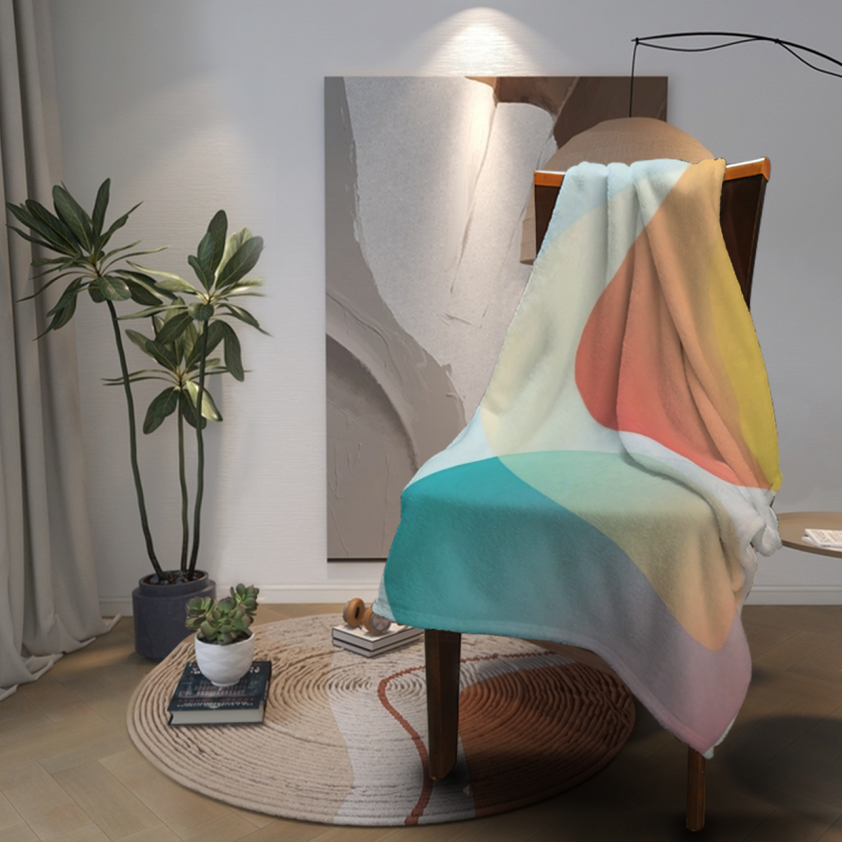 Soft Neutral Orchid Echo All-Season Flannel Blanket
