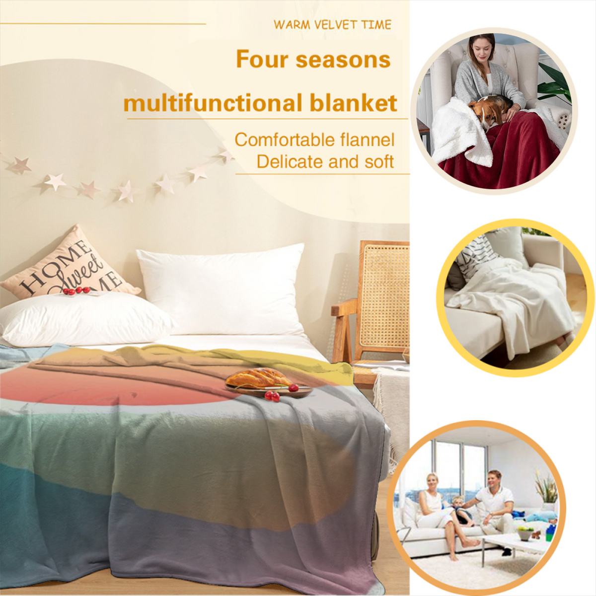 Soft Neutral Orchid Echo All-Season Flannel Blanket