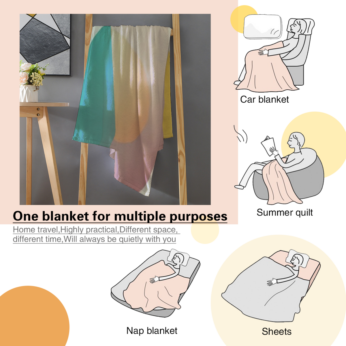 Soft Neutral Orchid Echo All-Season Flannel Blanket