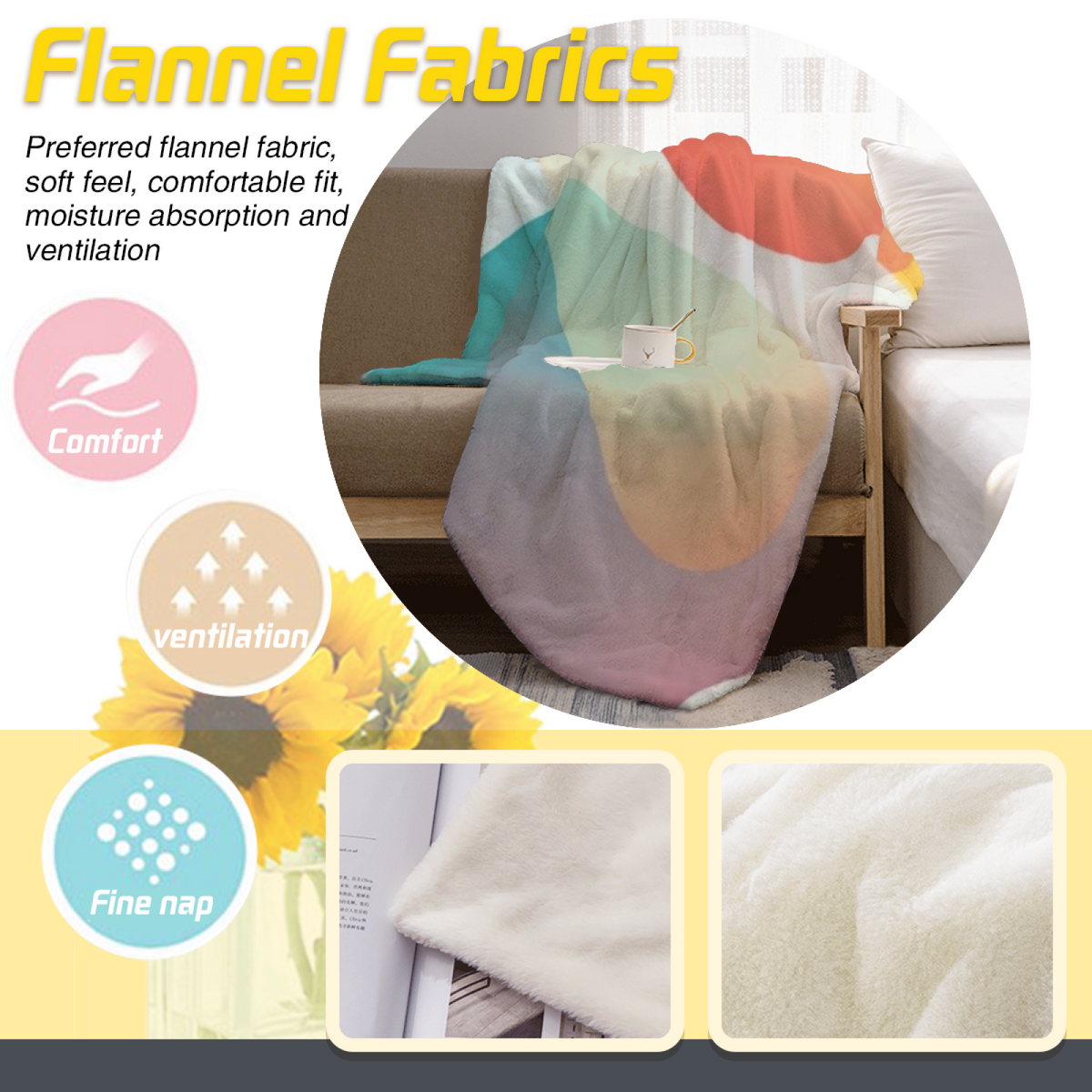 Soft Neutral Orchid Echo All-Season Flannel Blanket