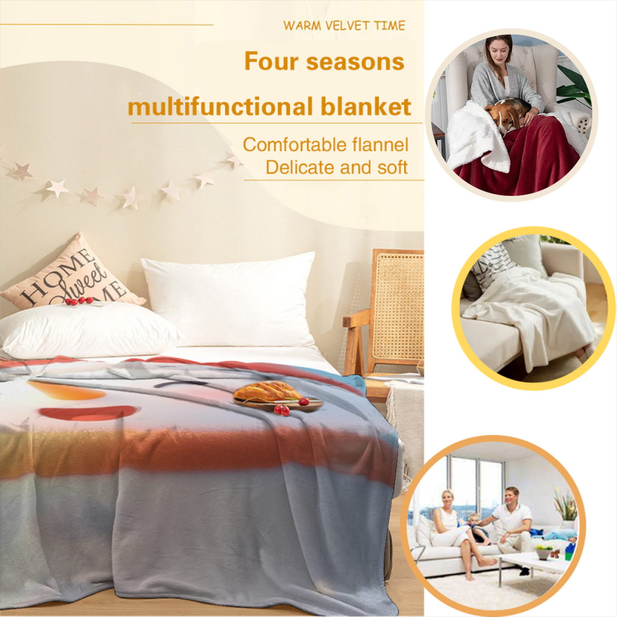 Soft Minimalist Plush Flannel Throw ¨C Cosmic Petal Collection