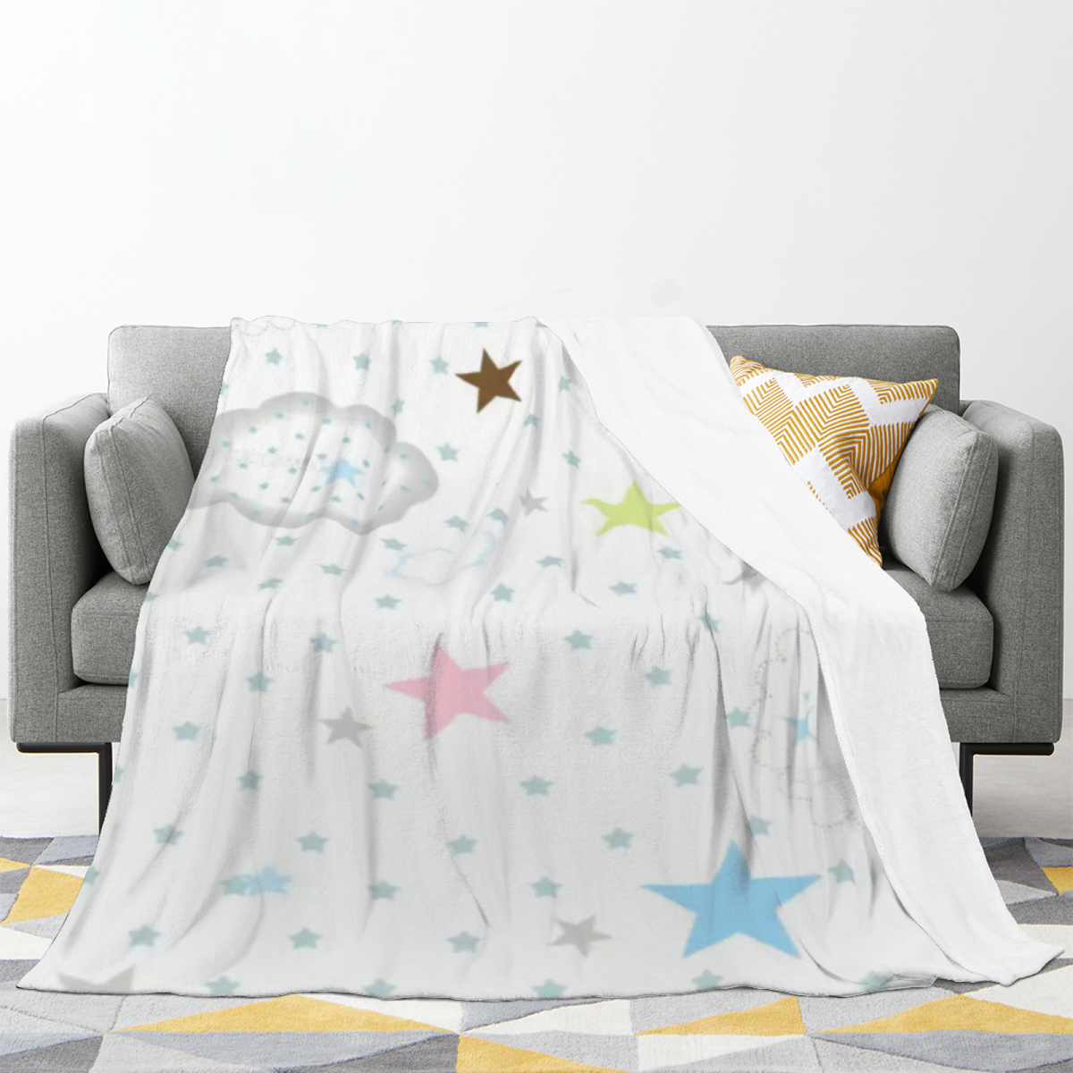 Earthy Neutral Cosmic Wander Soft Flannel Blanket ¨C Contemporary Pattern