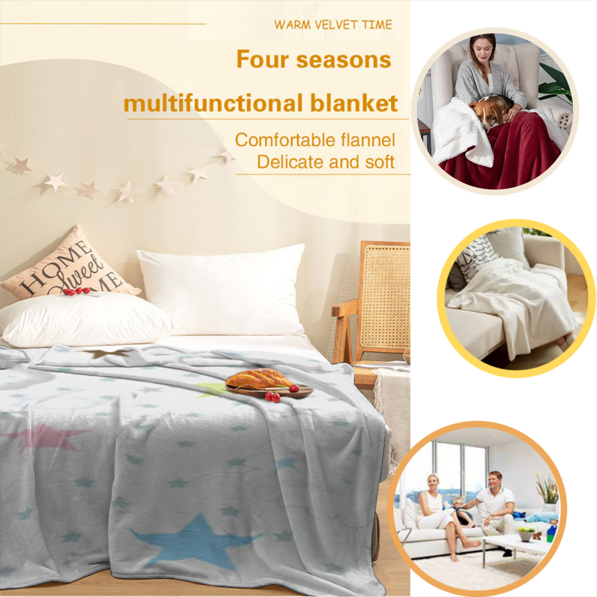 Earthy Neutral Cosmic Wander Soft Flannel Blanket ¨C Contemporary Pattern