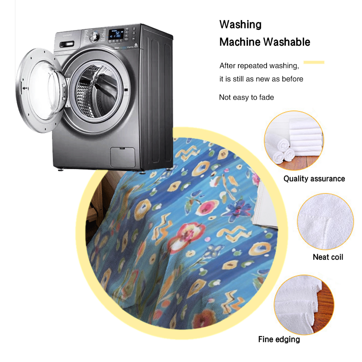 Watercolor Treasure Expressive Print Cozy Flannel Bed Blanket in Powder Blue