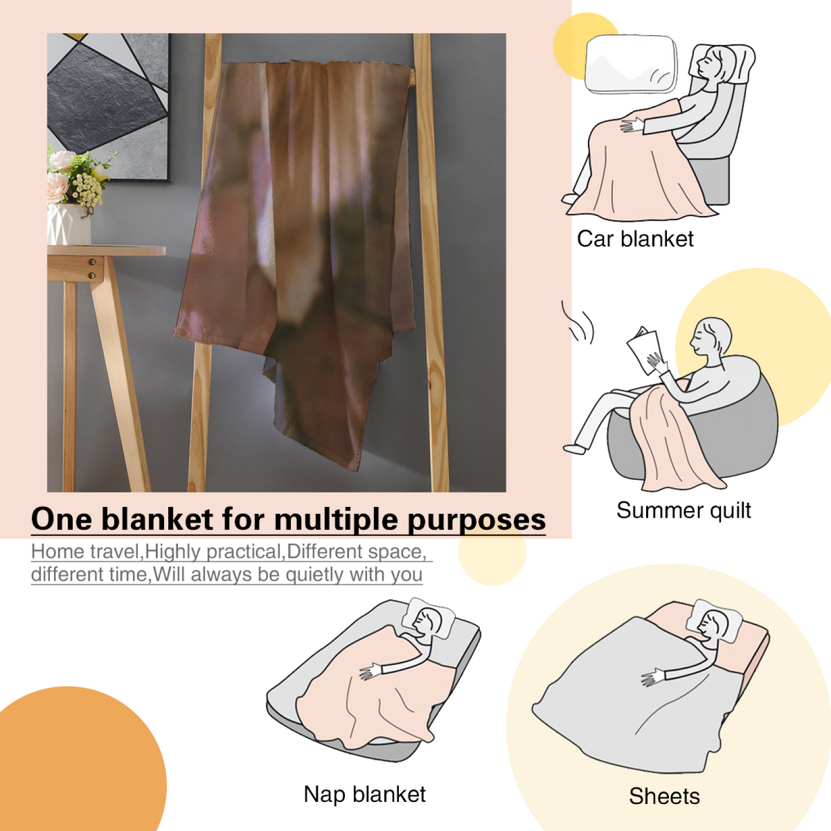 Soft Minimalist All-Season Flannel Blanket ¨C Opaline Blossom Collection