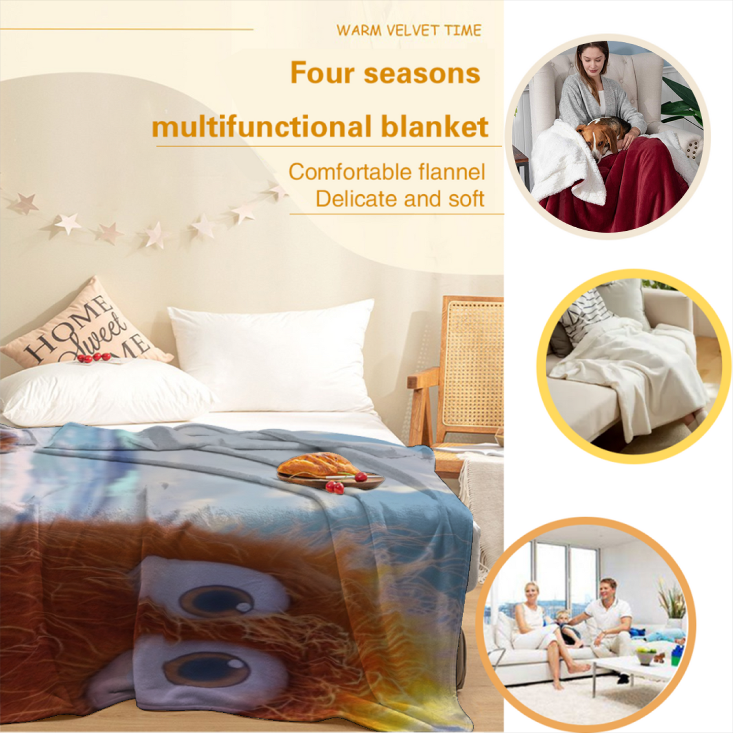 Stylish Abstract Throw Blanket ¨C Contemporary Printed Cozy Home Blanket