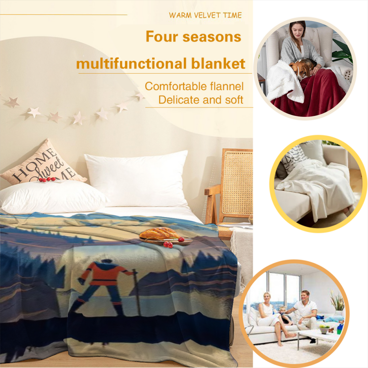 Soft Minimalist All-Season Flannel Blanket ¨C Alpine Horizon Collection