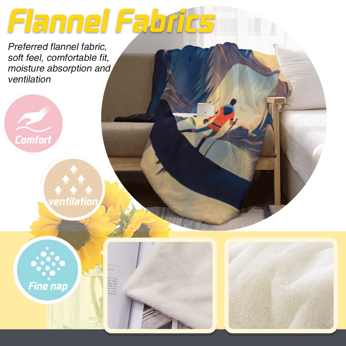 Soft Minimalist All-Season Flannel Blanket ¨C Alpine Horizon Collection
