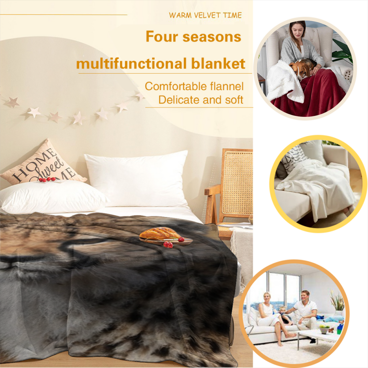 Pastel Multicolor Whimsical Decor Plush Flannel Throw ¨C Evergreen Harbor Edition