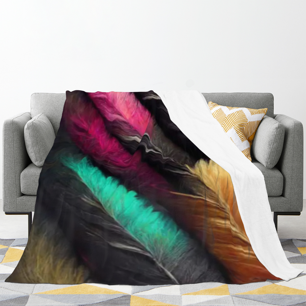 Electric & Wander Playful Graphic Plush Flannel Throw