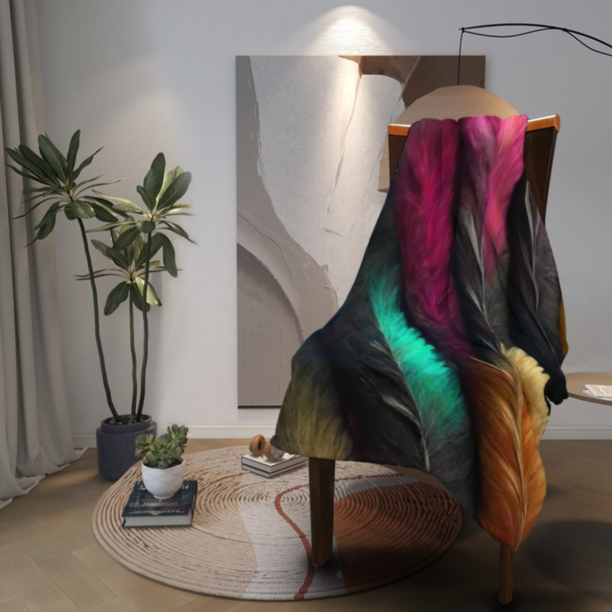 Electric & Wander Playful Graphic Plush Flannel Throw