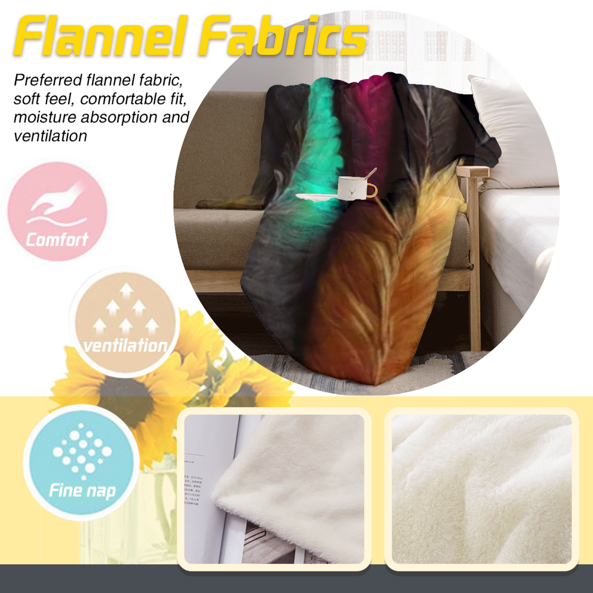 Electric & Wander Playful Graphic Plush Flannel Throw