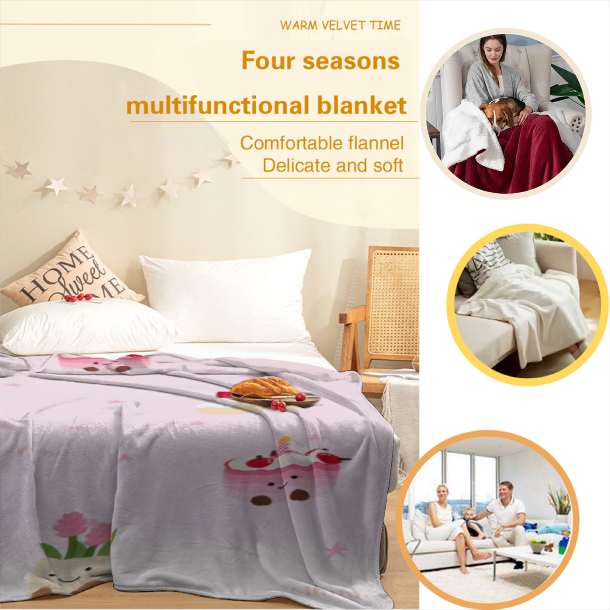 Frosted Horizon Creamy Ivory Art Decorative Flannel Blanket