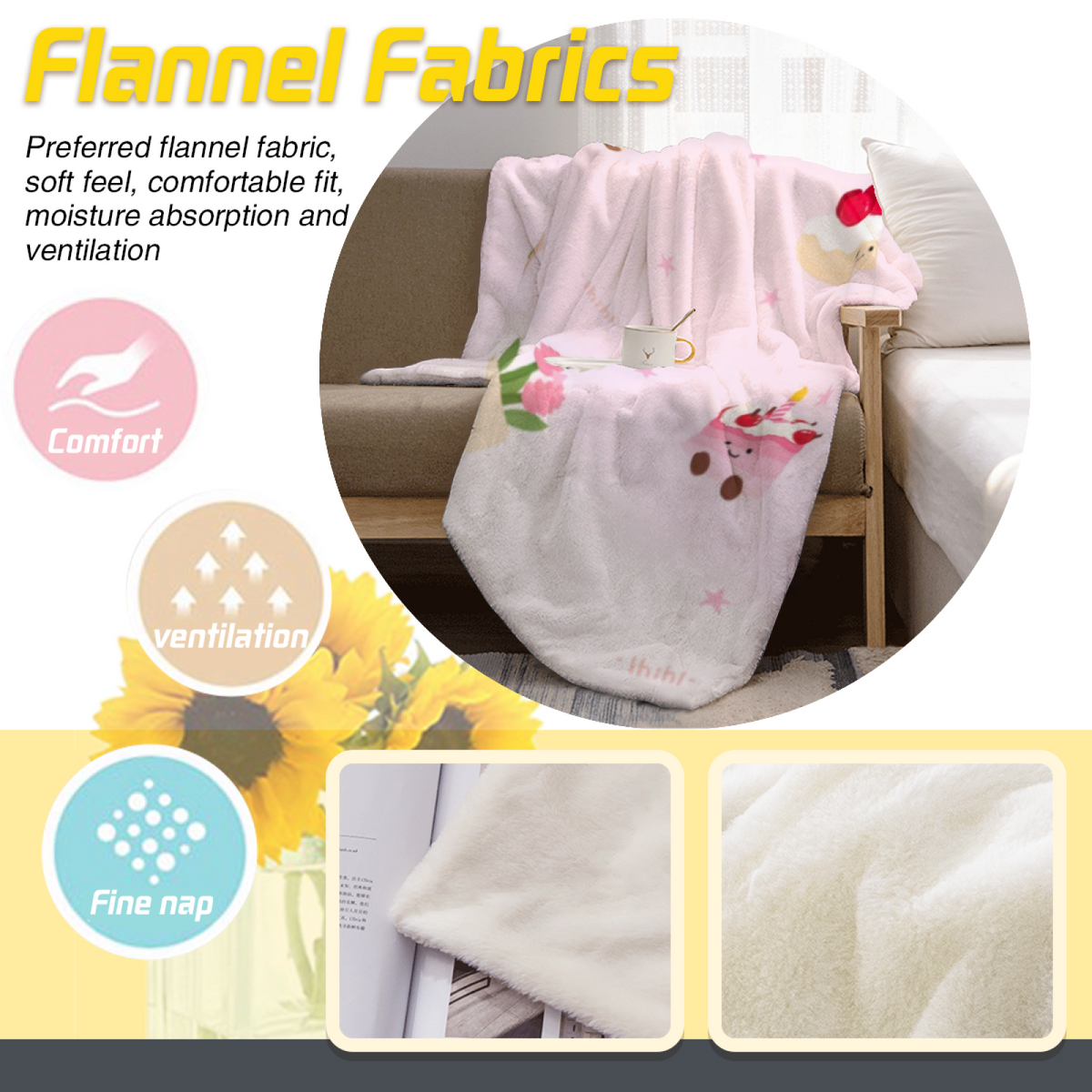 Frosted Horizon Creamy Ivory Art Decorative Flannel Blanket