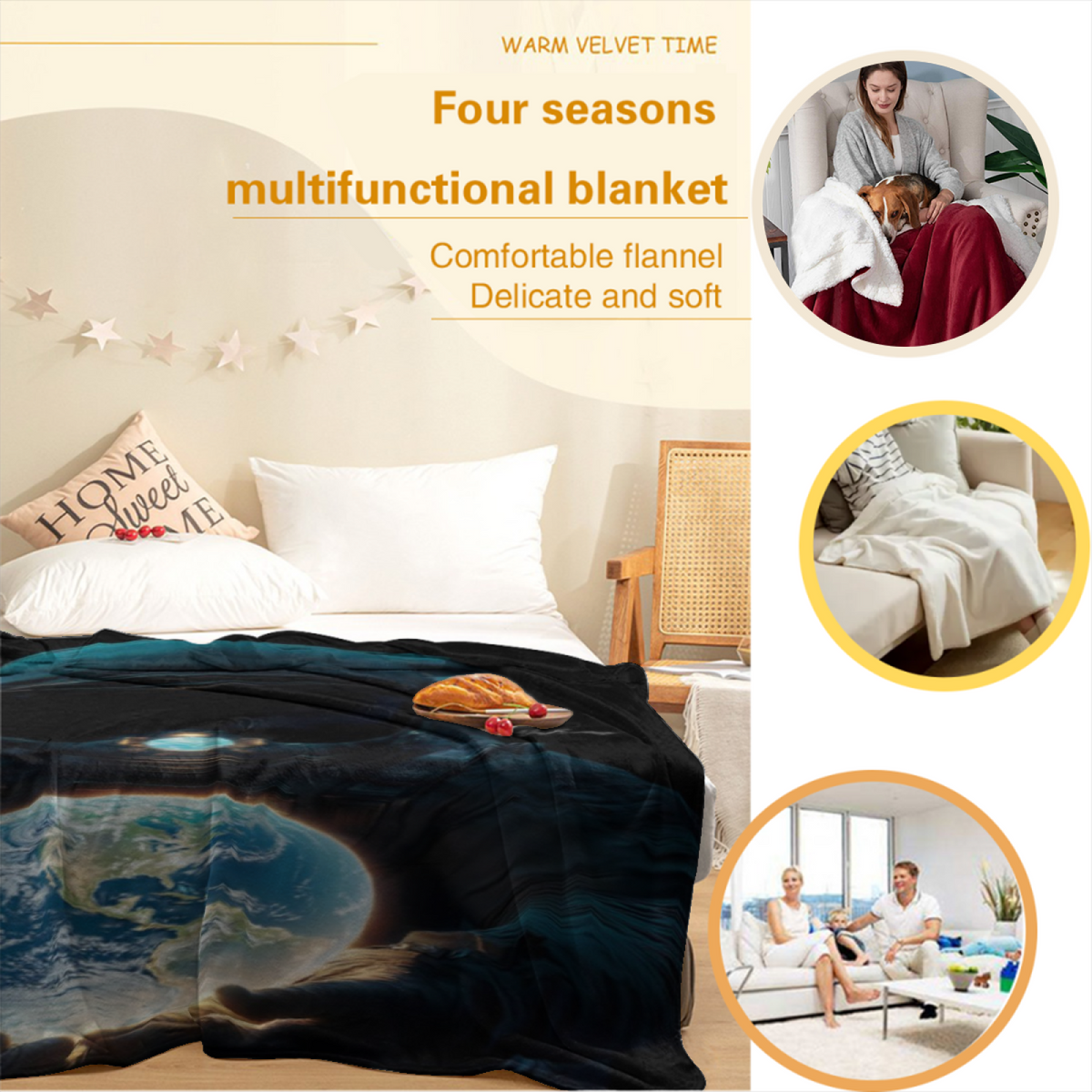 Frosted Meadow Soft Neutral Modern Art Flannel Throw Blanket