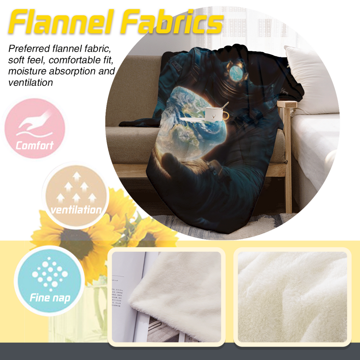 Frosted Meadow Soft Neutral Modern Art Flannel Throw Blanket