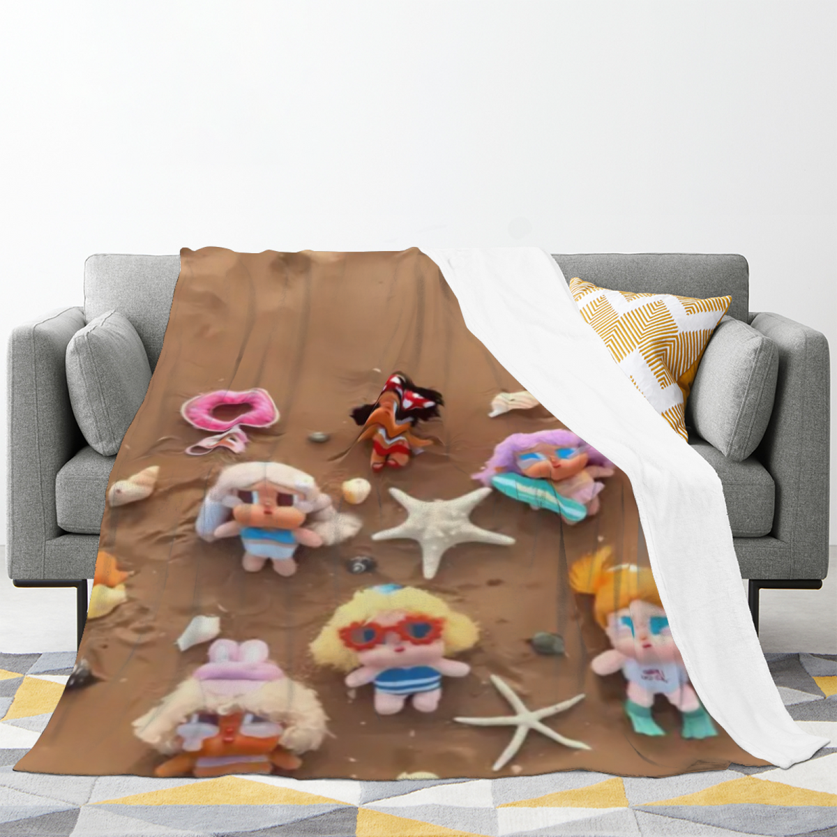 Pastel Multicolor Whimsical Decor All-Season Flannel Blanket ¨C Tangerine Whisper Edition