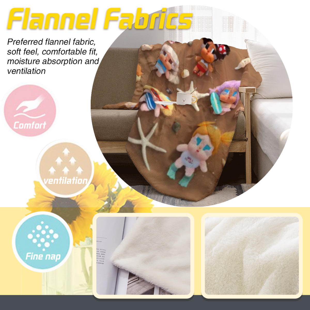 Pastel Multicolor Whimsical Decor All-Season Flannel Blanket ¨C Tangerine Whisper Edition