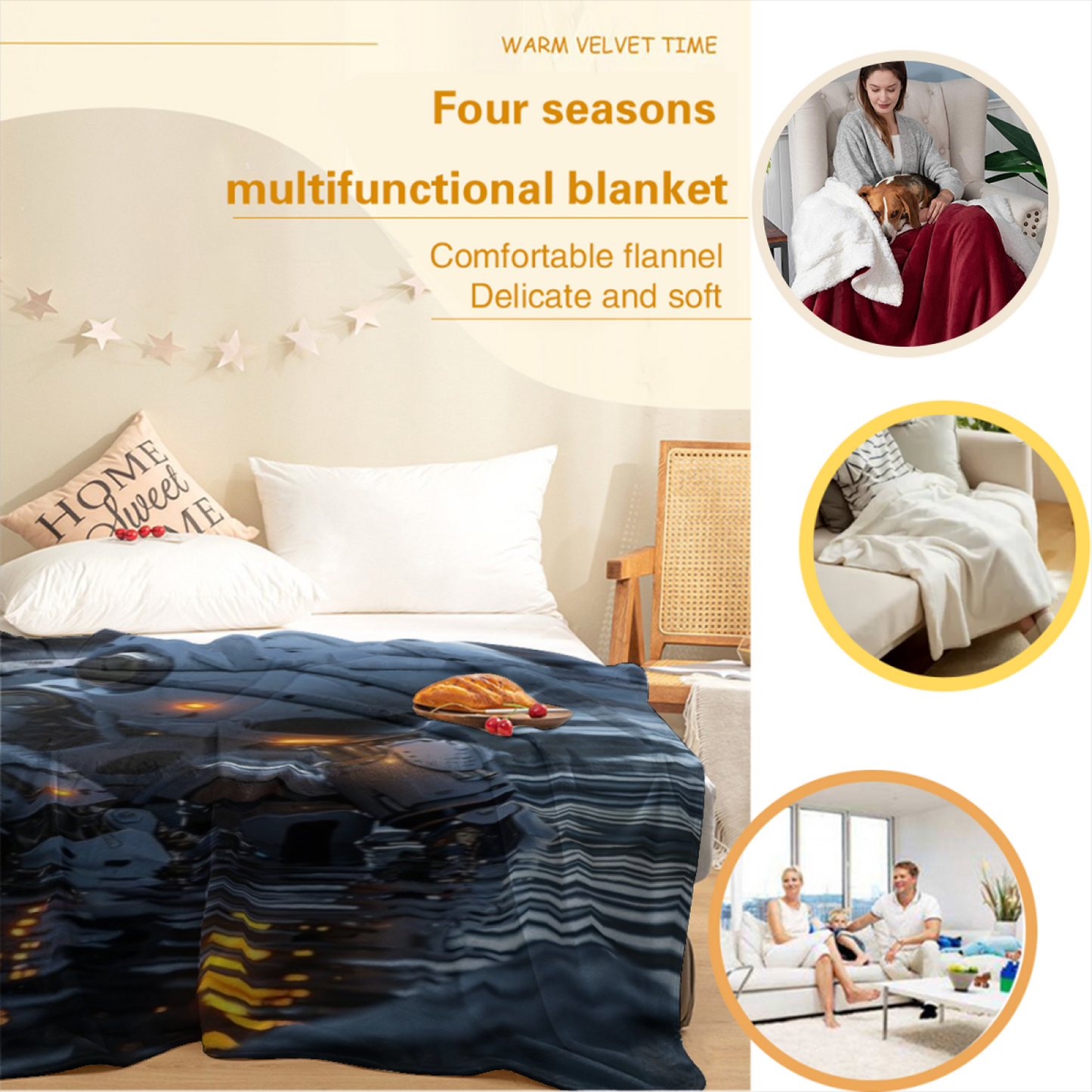 Futuristic Robot Flannel Throw Blanket ¨C Sci-Fi Explorer in Mountain Water